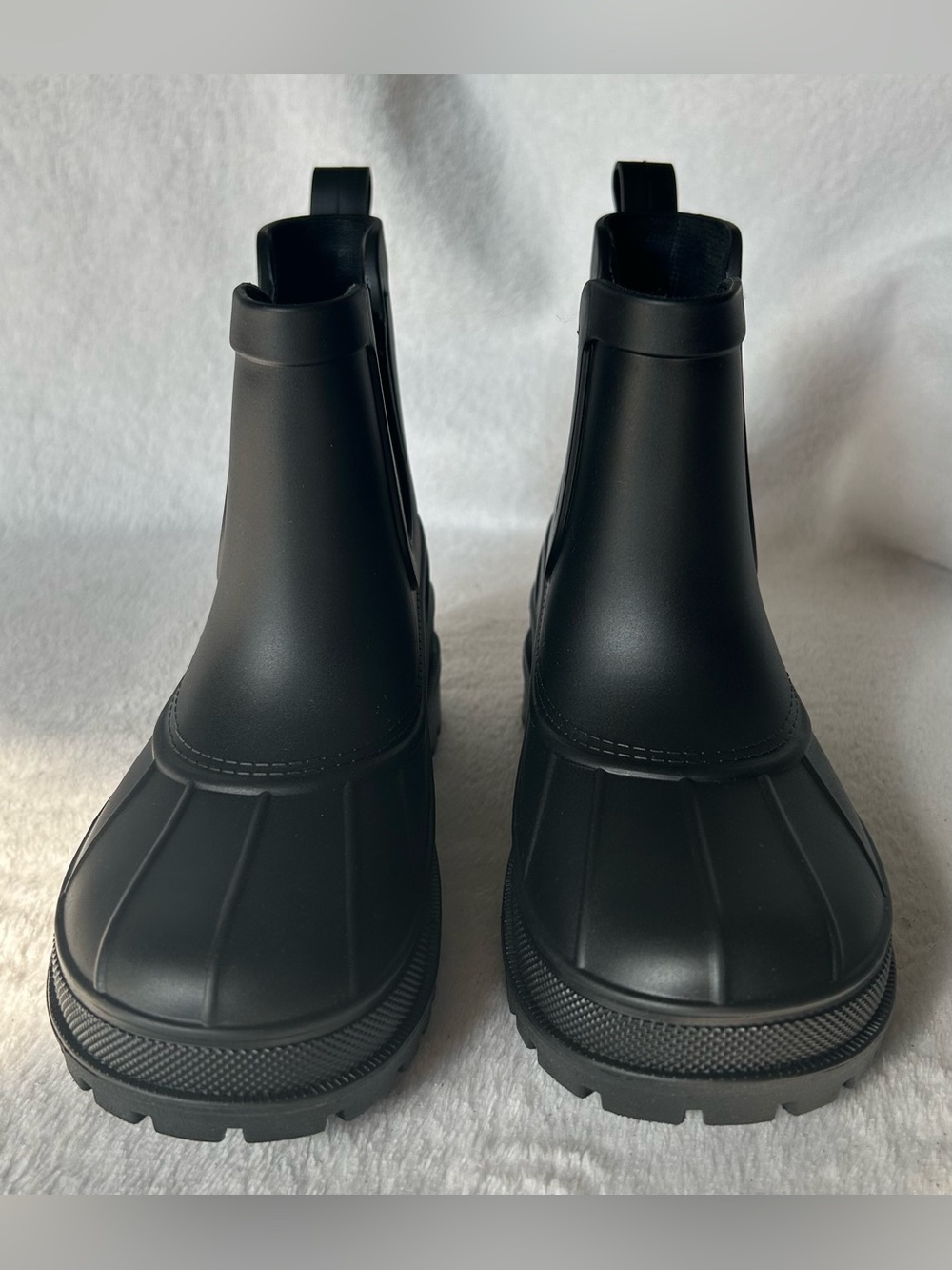 Sperry Big Kid size 1 Chelsea Black Pull-on Preppy Coastal Rain Duck Boots - Picture 2 of 7
